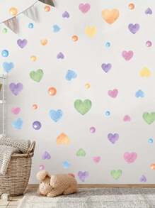 171pcs Colorful Hearts And Dots Wall Decals - Boho Chic PVC Wall Decals For Bedroom, Living Room Or Entryway Decor, Easy Peel And Stick, Vibrant Pastel Hearts And Glitter Dots, Self Adhesive Home Decor, Living Room Decor | Boho Chic Decor | Self Adhesive Decor, Home Decor And Accessories Stickers Sticker