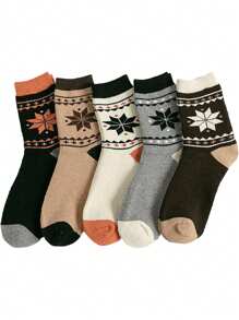 5 pares de meias de inverno masculinas, meias de lã grossas e felpudas da moda, outono/inverno