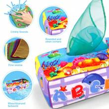 Caja sensorial para bebés, práctica de habilidades motoras finas para infantes, caja de papel de educación temprana inteligente para recién nacidos, jalar y jugar, juguete calmante