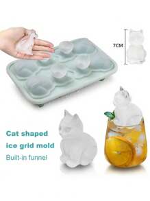 1pc 4-Hole Ice Cube Tray, Cute Cat Shaped Ice Maker, Reusable Ice Trays For Freezer, Flexible Silicone Ice Molds