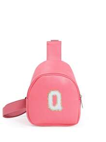 1 pieza Bolso cruzado de hombro con estampado de letras para niñas, bolso de pecho y cintura lindo adecuado para uso diario, exterior, viaje, senderismo, portátil, opción de regalo ideal
