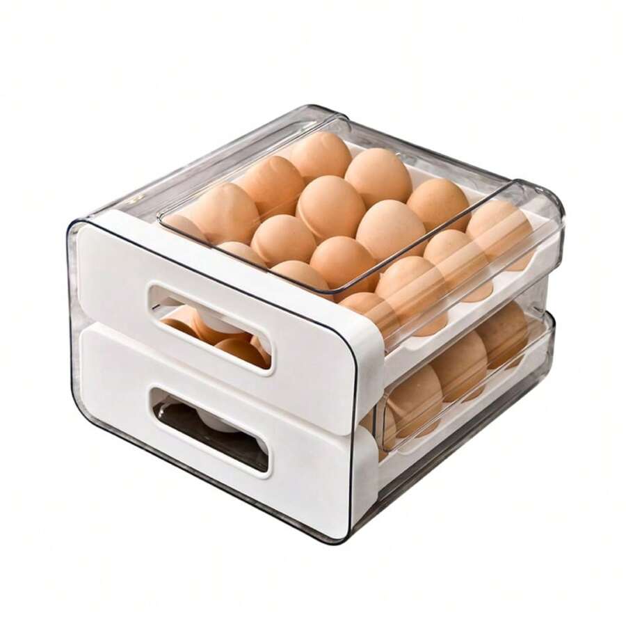 2 Tier Egg Organizer Box Kitchen Storage - 白色 - 查看 1