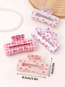 1 pieza Accesorio de cabello retro estilo floral grande de tipo "grab" para niñas, pinza de pelo con frutas, pasador de cabello, pasador de cabello lindo