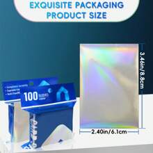 100 Stück Regenbogen Fotoalben - transparente, wasserdichte und staubdichte Kpop & Kartenhüllen, holographisches Folienschild, 61x88mm