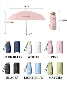 7.5英寸/19厘米迷你折叠伞，便携式户外遮阳伞，防紫外线遮阳伞，带收纳袋，防晒，6根伞骨+加厚黑色防水涂层，户外、旅行、夏季防晒必备，防风防水 - 彩色 - 查看 3