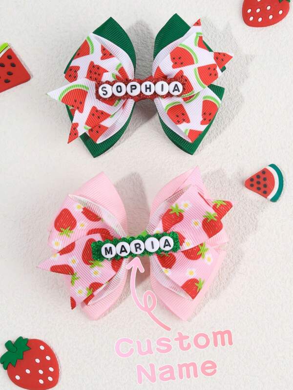 1 Stück individueller Erdbeere-Wassermelone Haarschleifen für Mädchen, süß und niedlich, Sommer Obst Schleife Haarspange, Urlaubs Erdbeere Accessoire, perfektes Geburtstagsgeschenk für Kinder Styling Clip Haarschmuck