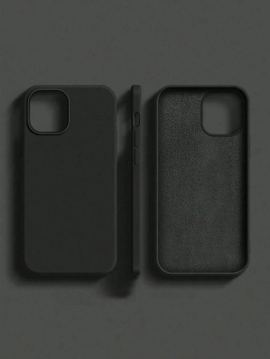 1pc Luxury Liquid Silicone Phone Case, Compatible With Apple 17/17 Air/17 Pro/17 Pro Max/16/16 Pro/16 Plus/16 Pro Max, Protective Cover Compatible With Iphone 16 Pro Max, Shock-Absorbing - Black - View 1