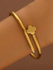 3pcs Stainless Steel Golden Bracelet Set 18K Vacuum Electroplating, Not Easy To Fade, Inlaid With Zirconia, Suitable For Daily Wear, Fashionable And Elegant Ladies' Bracelet Set Jewelry Gold Jewelry Jewelry Women Bracelets Accessories Women Stainless Steel Jewelry Bracelets For Women Western Jewelry