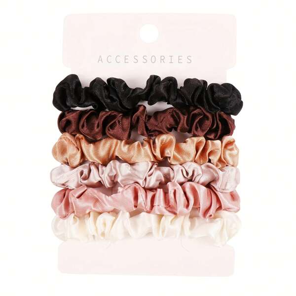 4pcs Pure Color Soft Glow Hair Ties | Hair-Friendly Elastic Scrunchies For Women - Seamless Invisible Ponytail Holders, Effortless Updos & Capsule Wardrobe Essential
