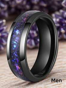 طقم خاتم خطوبة أنيق من الأحجار الكريمة البنفسجية والزركونيا، قطع وسادي اصطناعي، خواتم زفاف، مجوهرات للنساء