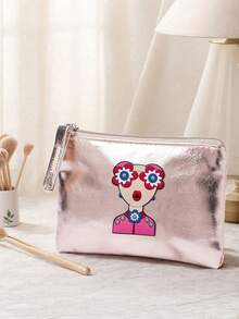 High-Quality Pu Coin Purse Is Waterproof, Simple And Stylish, Portable, With Pvc Goddess Free Of Sticking Bricks, Elegant Goddess Green And Yellow Striped Goddess, Large-Capacity Cosmetic Bag - Multicolor - View 6