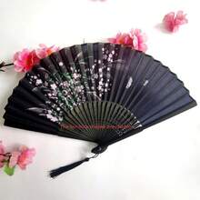 1pc 23cm Chinese Style Folding Fan, 7 Inch Handheld Bamboo Bone Fan For Women, Random Fan Hole Design, Great Gift And For Dance Performance - Folding Fan 4 - View 20