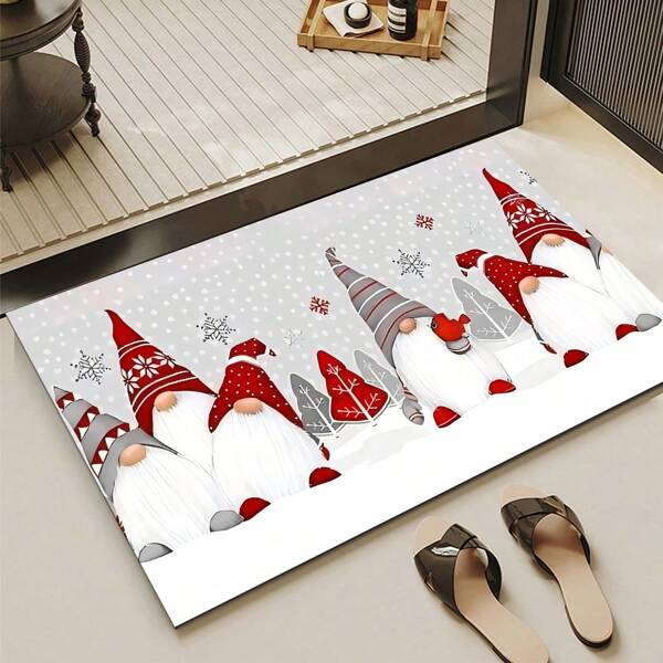 Tapete de cozinha de Natal, 1 peça/2 peças, tapete de cozinha de Natal, decoração de cozinha de Natal xadrez de búfalo vermelho para caminhão de fazenda - banheiro, casa, decoração de Natal interna