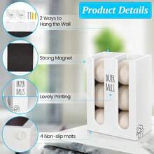 Magnetic Dryer Ball Holder For Laundry Room Organization, Wood Dryer Ball Container Wall Mount, Dryer Balls Organizer For Laundry Room Storage, Laundry Wool Dryer Ball Dispenser Basket (Black) - trắng - Xem 5
