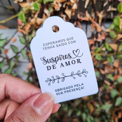 50 Tags Lembrancinha de Casamento - Kit de Etiquetas 6x4cm para Suspiros de Amor