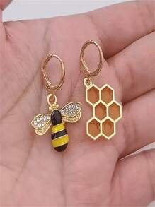 2 Peças Brincos de Animais Abelha para Mulheres, Brincos com Encantos Fofinhos de Sapo, Gato, Abelha para Uso Casual, Feriados, Uso Diário