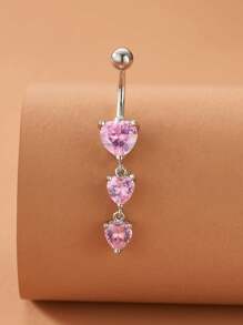 1 Peça Argola para Umbigo Descaída Rosa, Y2K, Joia de Piercing de Umbigo Fofa com Asa, Coração, Borboleta e CZ, 14G, para Mulheres