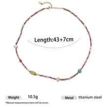 1pc Beach Style Natural Stone Beaded Necklace, Suitable For Women Vacation & Daily Wear