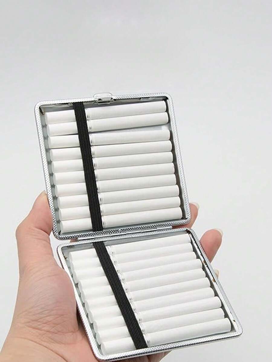 "1pc Portable Leather Cigarette Case For 20 Cigarettes - Slim 3-In-1 Creative Design For Easy Storage"