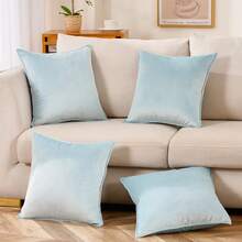 1入實色方形沙發臥室汽車靠墊套,18x18英寸(45x45cm) - 淺藍色 - 查看 4