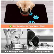1 pièce Tapis d'alimentation pour animaux de compagnie, tapis absorbant pour nourriture pour chats et chiens, tapis de propreté pour animaux de compagnie imperméable et anti-fuite, tapis à nettoyer facilement sans tache pour distributeur d'eau pour chats et chiens, accessoires pour animaux de compagnie, tapis pour repas d'animaux de compagnie convenant aux buveurs et malvenus