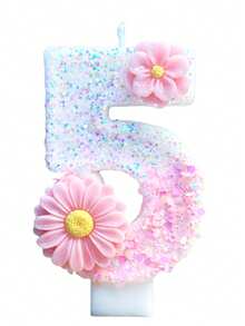 Flower Decor 0-9 Numbers Candles, Birthday Cake Decor, Party Candles, Atmospheric Party Supplies, Romantic Party Supplies, Birthday Candles, Personal Party, Graduation Party, Halloween, Christmas, Birthday Party, Etc. Cake Decor, Baking Decor, Creative Number Birthday Candles, Birthday Cake Decor Candles, Valentine's Day Decor, Suitable For 1-100 Years Old Birthday Party Cake Decor - Pink Daisy - View 20