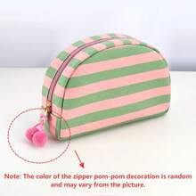 Custom Embroidered Striped Makeup Bag, Personalized Name Cosmetic Pouch With Zipper And Pom-Pom, Colorful Canvas Travel Toiletry Organizer, Cute Gift For Girls, Bridesmaids, Birthday, Holidays, Daily Essentials Bag,Multi-Functional,Ornamental,Letter,Stylish,Modern,Colorful,Cute,Adorable,Casual,Custom,Personalised,Unique,Customized,Ideal Gifts For Him,Ideal Gifts For Her, Son, Daughter,Christmas Gift