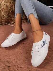 定制心形运动鞋，闪光字体名称个性化，生日礼物，周年纪念礼物，同学礼物，家庭礼物，伴娘礼物，新娘礼物，节日礼物，情侣休闲鞋 - 銀色 - 查看 4