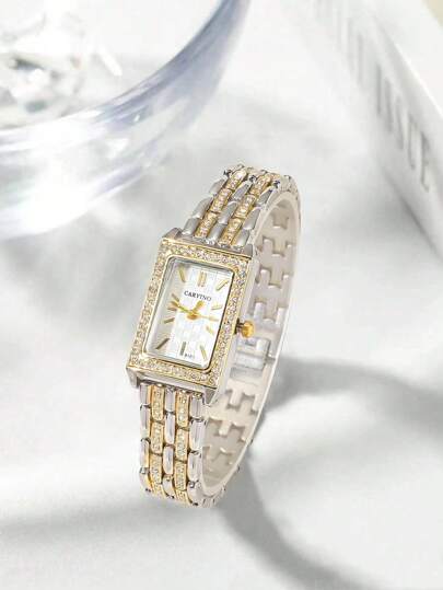 1pc Elegante Luxurious Diamond Jewelry Women Bracelet Watch, Birthday Holiday