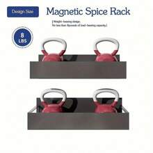 1/2pcs Set Magnetic Side Storage Rack, Suitable For Refrigerator And Washing Machine - No Drilling Required, Fashionable Black Metal Face, Wall-Mounted Spice Organizer, Perfect For Laundry Essentials