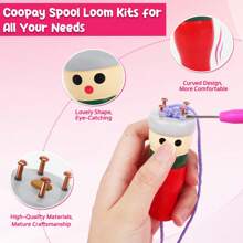Set de 2 juegos de telar de punto, juego de tejer muñecas de madera adorables, kits de tejer francés, herramientas DIY para tejer pulseras