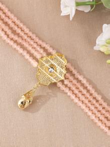 Luxuriöses Braut-Kopfschmuck-Ohrring-Set im orientalischen Stil, handgefertigter Perlen-Rhombus-Anhänger, funkelndes Hochzeitskleid-Schmuckset