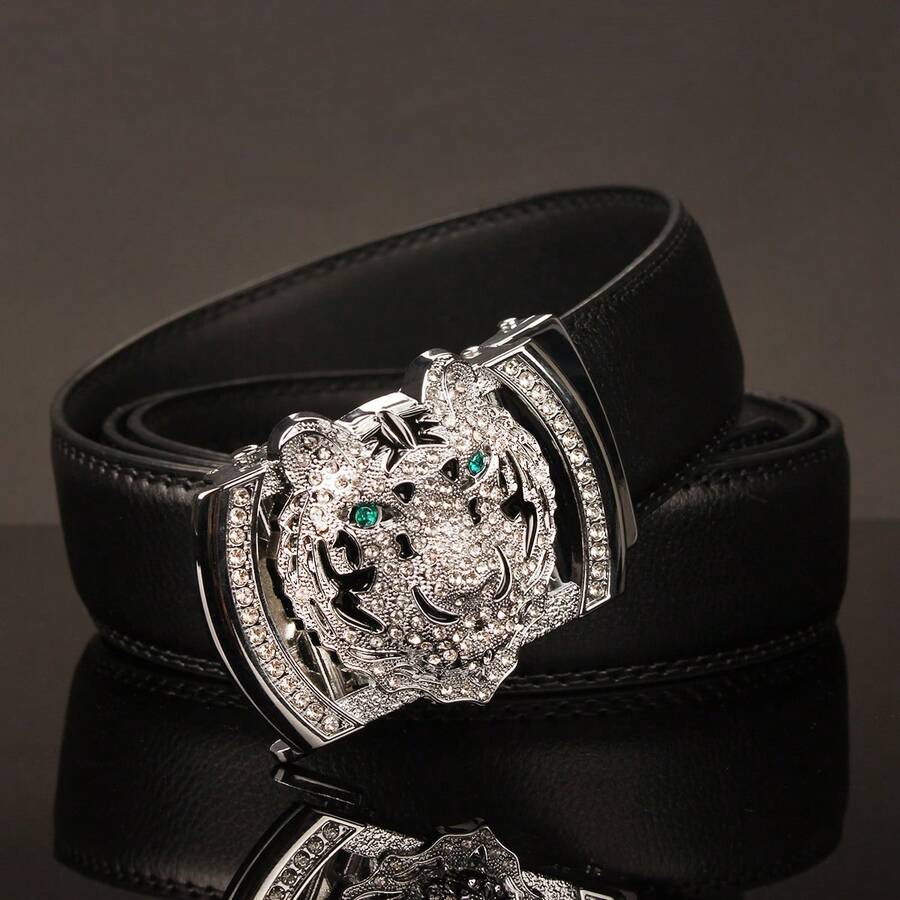 1 条宽度 3.5 厘米白色休闲腰带，配虎头扣，彩色表带，自动扣，适合日常佩戴