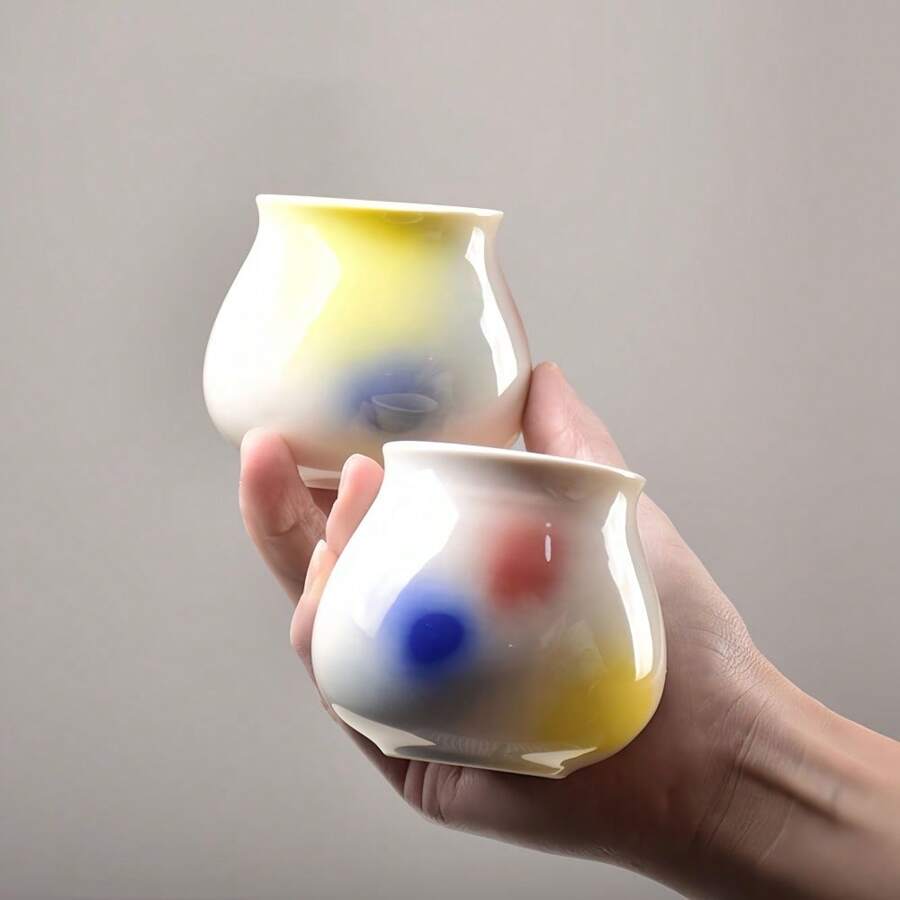 1 PIEZA Taza de café de cerámica con color de esmalte, taza de té de cerámica, taza de café hecha a mano, taza de degustación, taza de café para eventos, color de dopamina, agarre cómodo, de alta calidad y saludable, hermosa y práctica, taza de agua para el hogar u oficina, apropiada para regalo 180ml