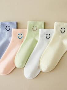 5 pares de calcetines para mujer de media caña, colores surtidos, para uso casual y diario