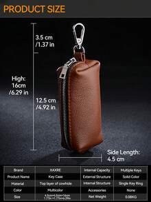 CyberDyer Praktyczna męska torebka na klucze do samochodu z krowiej skóry, duża pojemność, modna damska, uniwersalna torebka na klucze do użytku domowego, zapinana na zamek błyskawiczny