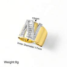 Chunky CZ Crystal 26 Letter Rings For Women Gold Silver Color Wide Rings Initial Jewelry Party Gifts