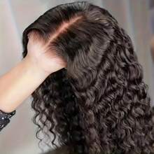 Perruques frontales en dentelle à vague d'eau de 13x6 pouces, perruques de cheveux humains avec cheveux bébé, ligne de cheveux naturelle, densité de 180%, dentelle transparente HD. Perruques frontales en dentelle de cheveux vierges brésiliens en mélange de cheveux humains pour un look naturel pour femmes