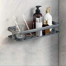 1PCS Wall Mounted Stainless Steel Shelf, Self-Adhesive Bathroom Shelf, No-Punch Easy Installation Storage Basket, Space Saving Balcony, Bathroom, Kitchen, Bedroom Organizer, Bathroom Supplies, Storage Supplies - 黑灰色 - 查看 7