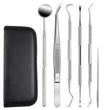 牙科工具、牙签清洁套装、舌头清洁器、不锈钢牙签套装 - 可重复使用,便携式储物盒,方便户外野餐、露营、旅行和日常使用 - 銀色 - 查看 7