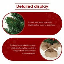 1 pieza Árbol de Navidad mini de 60cm, colocación sobre mesa, decoración de bayas rojas y piñas, base de cemento y envoltura de arpillera, material PVC realista, estilo retro natural, forma cónica, resistente, adecuado para Navidad en el hogar, sala de estar, escritorio de oficina y decoración navideña del hogar, decoración de habitación, decoración de invierno