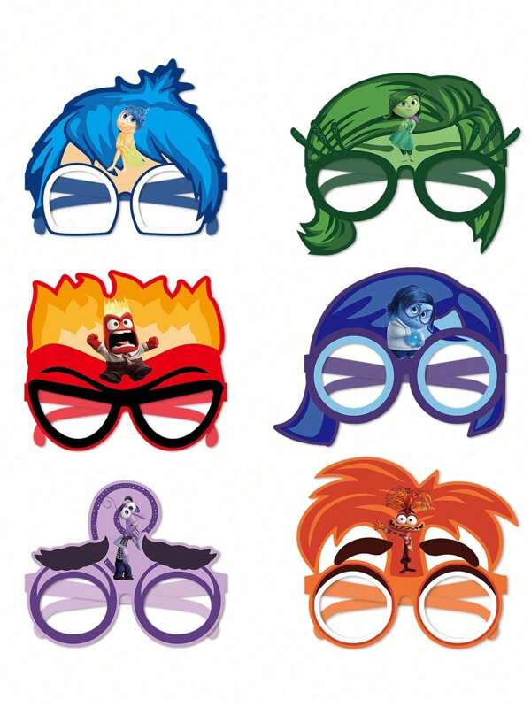 Disney Set da 12 maschere per gli occhi in feltro di Inside Out 2 per cosplay, decorazione per feste di compleanno, costumi, travestimenti e forniture per maschere di Carnevale, come regalo