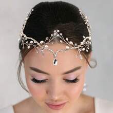 1pc Silver Hair Accessory For Women, Handmade Bridal Headpiece, Crown Hairstyle Decor Suitable For Wedding, Engagement, Party, Christmas