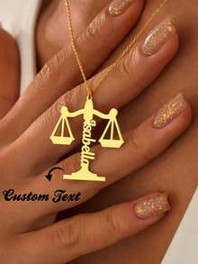 Collar personalizado con dije de Juez, símbolo de justicia, collar de abogado, collar con letra del nombre Libra, joyería de moda personalizada, el mejor regalo para ella - Multicolor - Ver 1