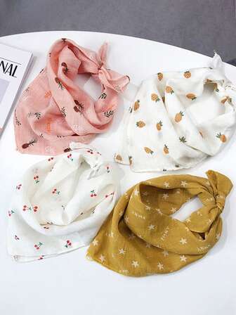 1pc Cute Pet Cherry & Strawberry Bandana, Drool Bib For Small/Medium Dogs And Cats, Fashionable Design