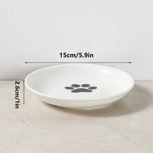 1pc Ceramic Raised Cat Food Bowl, Metal Stand Pet Bowl