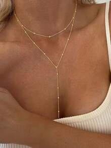 1 件时尚 Y 形串珠流苏多层颈链，适合女性的最佳礼物，适合日常佩戴