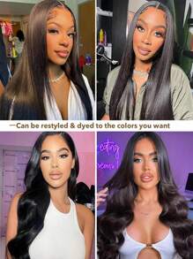 8pcs Straight Clip-In Hair Extensions For Women 18 Clips, Thick Human Hair, Double Lace Weft, 45.72-76.2 Cm, Natural Black, Comfortable & Manageable, Natural Black Hair, Basics Style