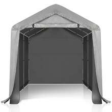 Cobertizo portátil de almacenamiento para exteriores, resistente, de lona, con puerta enrollable y cremallera para motocicletas, bicicletas y herramientas de jardín. - Gris - Ver 4