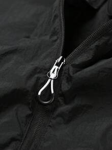 Men's Long Sleeve Jacket, Men's Windbreaker, Woven Skin-Friendly Outerwear, Casual & Fashionable Sports Jacket - Black - View 5